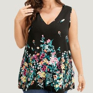Bloomchic Floral Print V-neck Sleeveless Tank